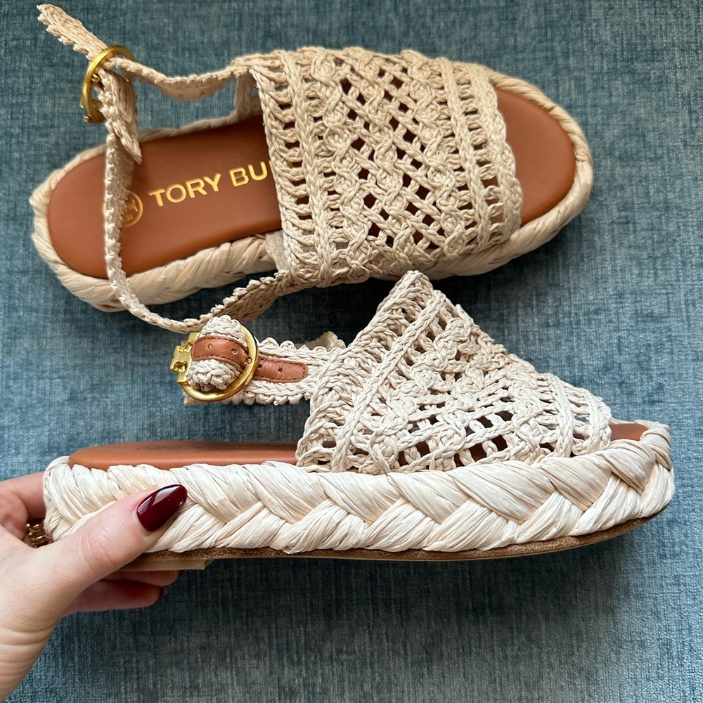 Tory Burch Raffia Platform Sandal - size 5